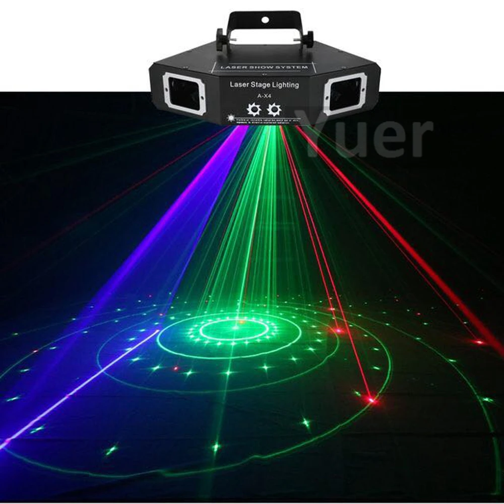 Профессиональный DMX512 4 rgb-подсветка линзы красный зеленый синий луча сети лазерный луч Главная PRO DJ Показать KTV Сканнер Освещение сцены клуба