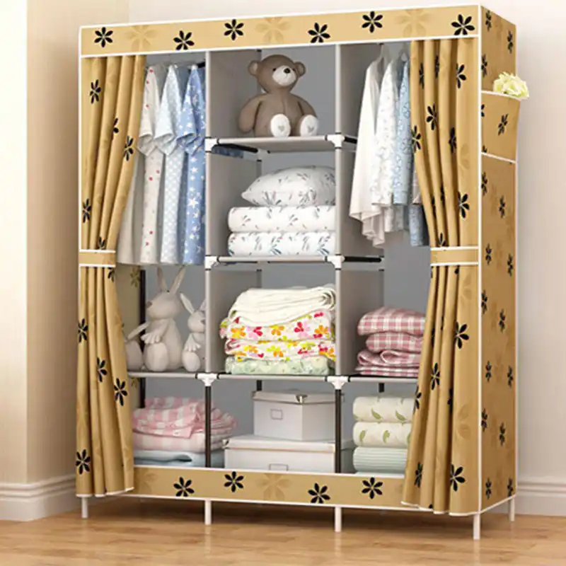 multi-purpose non-woven cloth large wardrobe closet diy assembly fabric  closet folded clothing storage cabinet bedroom furniture