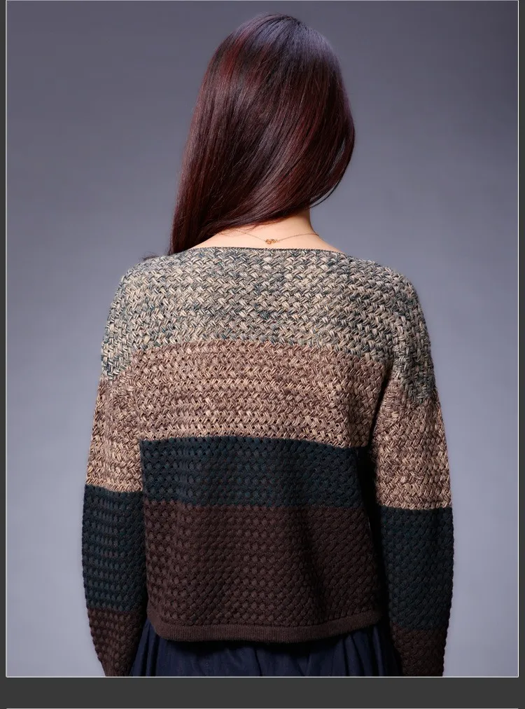 Оригинальный дизайн шить цвет шерстяной свитер 2019 новый шерстяной свитер для женщин оптовая продажа Короткие свободный пуловер w1160