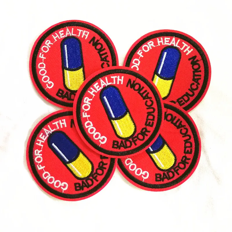 

5pc/lot drug Embroidery Patch for Clothes Ironing on Stickers Biker Patch Sewing Applique for Jacket Jeans Shoes Backpack Badges