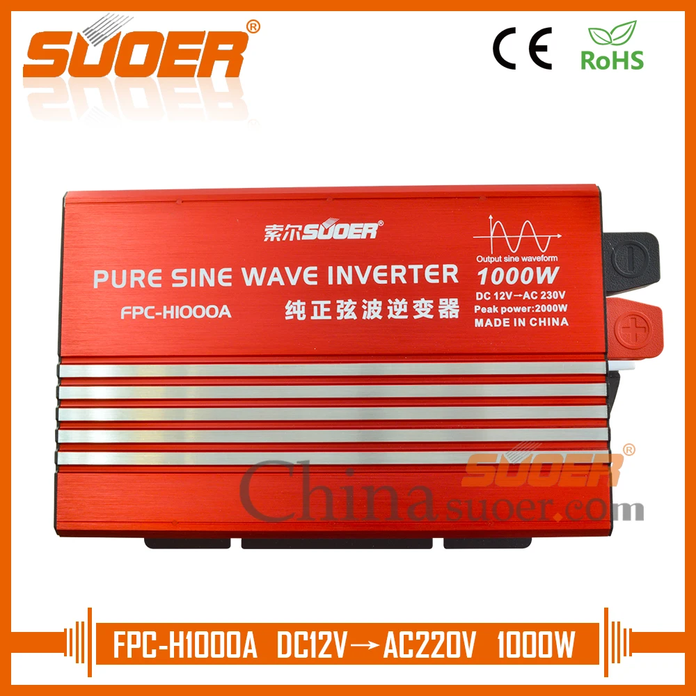 Suoer【 Инвертор чистой синусоидальной волны 】 высокочастотный 12V 220V инвертор 1000W 1KW