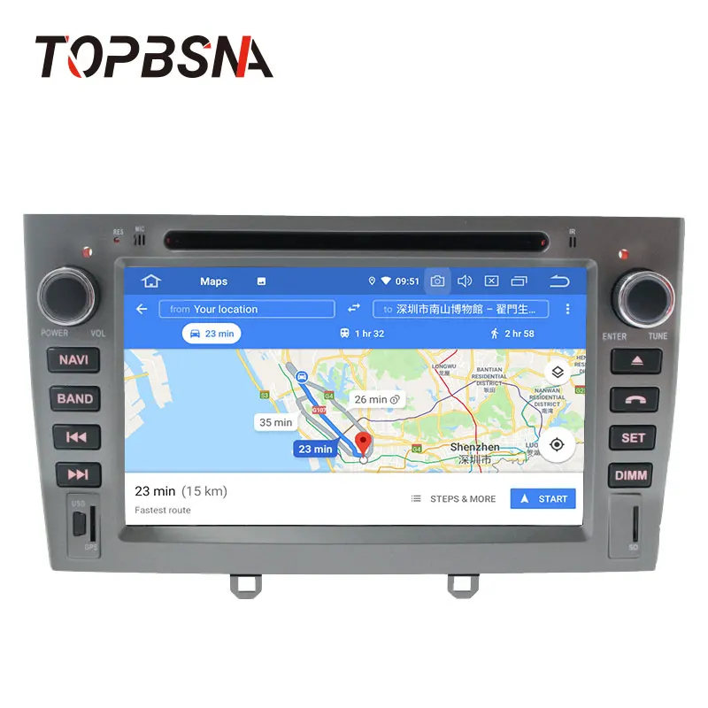 Cheap TOPBSNA Android 9.0 Car DVD player for PEUGEOT 408 308 2007-2014 automotive multimedia 2 Din GPS Navigation Headunit WIFI RDS CD 2