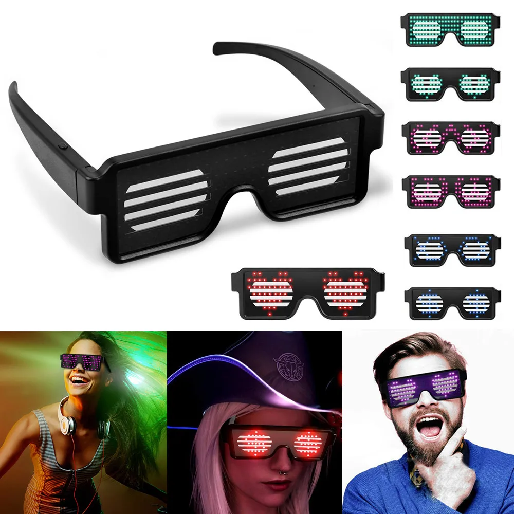 8 Animation Modes Rechargeable Flashing LED Glasses Toy
