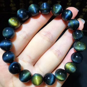 

Genuine Natural Pietersite Blue Fire Gemstone Cat Eye Round Beads Stretch Namibia Healing Bracelet 10.5mm AAAAAA Certificate