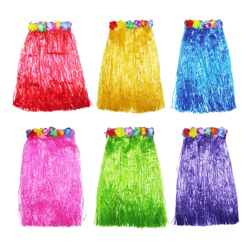 

Hot sale 60CM Plastic Fibers Hawaii Hula Dance Show Garland 5 sets of clothing Festival Party Adult Performance props 8 colors