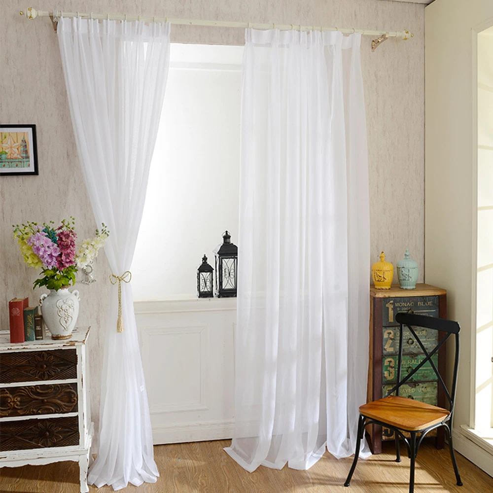 Wedding Ceiling Drapes Solid White Sheer Curtains For Living Room