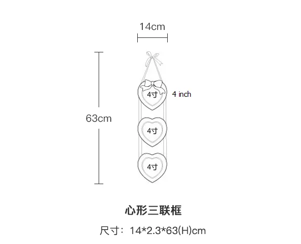 4 дюймовая креативная фоторамка Cintililla в форме сердца, тройная фоторамка, свадебный подарок, Настольная домашняя фоторамка, украшение стены ZM166