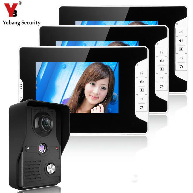 

YobangSecurity Video Intercom 7 Inch LCD Video Doorbell Door Phone Camera Monitor System Kit RFID Access Control Night Vision