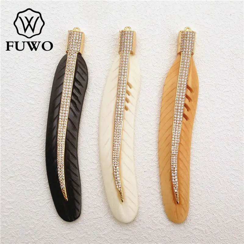 FUWO 3 шт Уникальный перо Ox кость кулон высокое качество буйвола резные DIY ювелирные