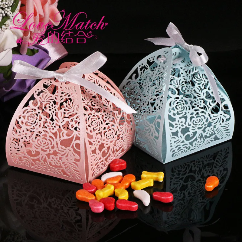 50 шт с цветами лазерной резки свадебные конфеты коробка свадебный подарок для