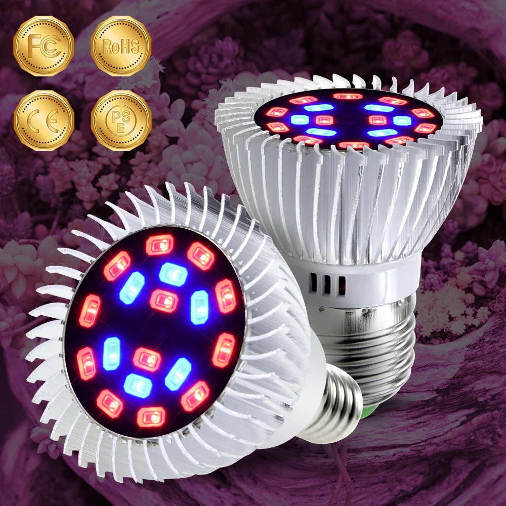 

E14 LED Plant Bulb E27 Growing Lights 220V Phyto Lamp 110V Plant Growth led Light Bulbs 20W For Greenhouse Hydroponics Systems