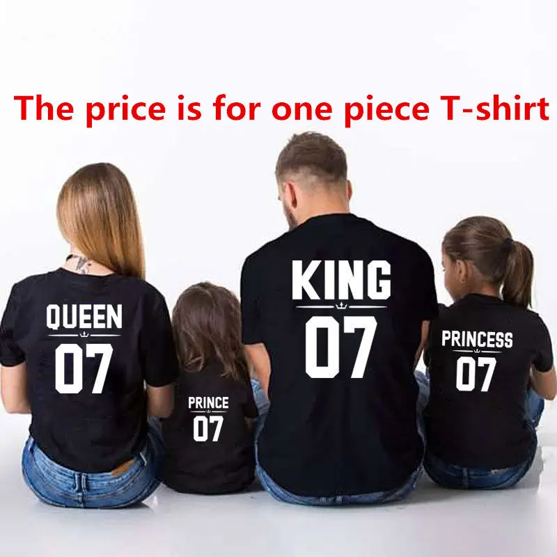 Летняя одежда для мамы и дочки одинаковые комплекты для семьи футболка «Мама и я» для мамы, сына, девочки, принцессы, принц король, королева - Цвет: QZ6017