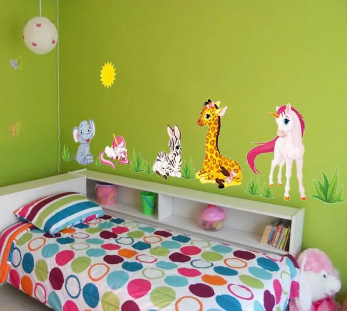 Children Bedroom Background Animal Pattern Removable Mural Wall