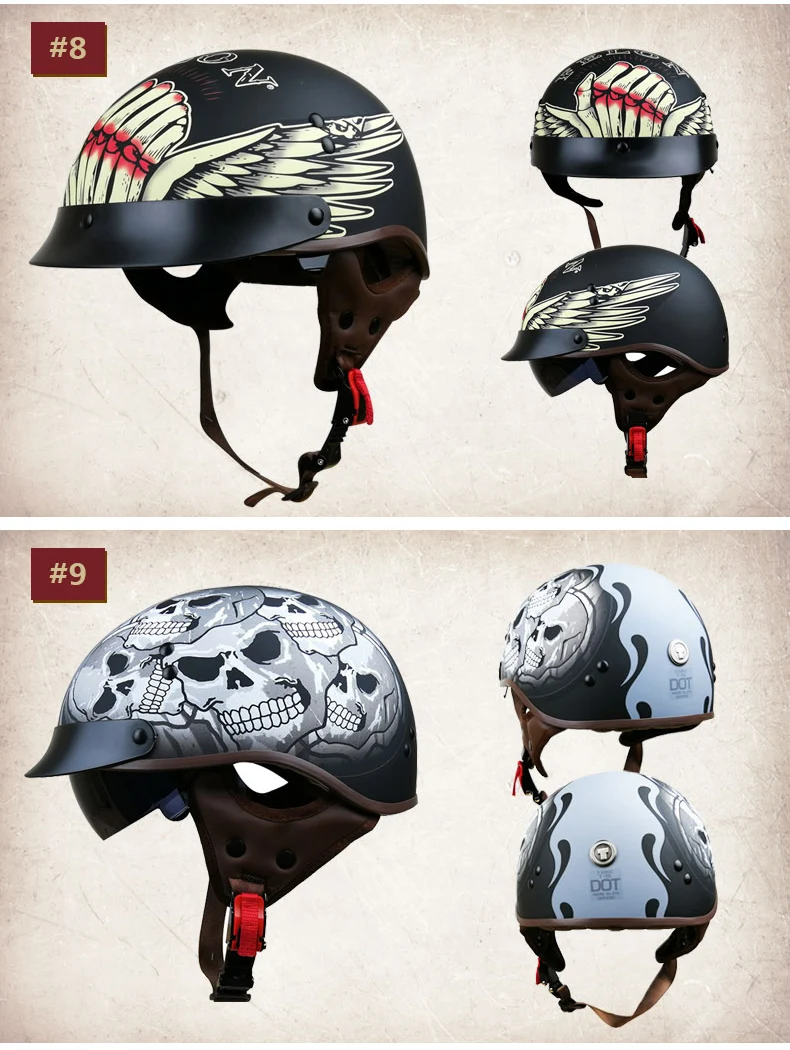 TORC винтажный летний полушлем с козырьком T55 Ретро мото rcycle шлем jet capacete мотоциклетный шлем DOT Lucky 13 skull