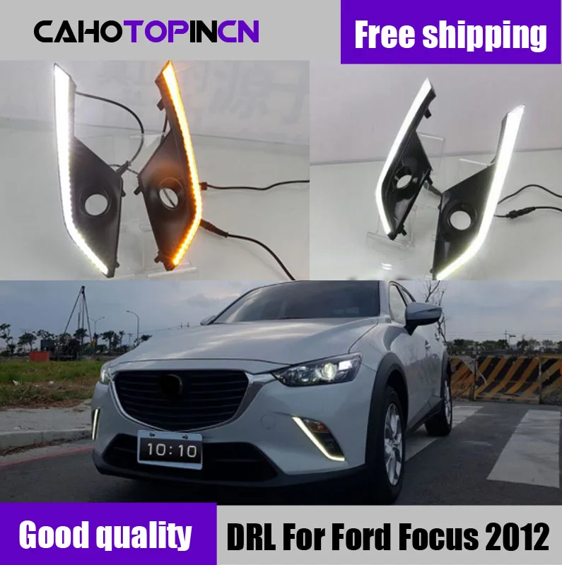 마쓰다 CX-3 CX3 2015 2016 2017 2018 노란색 방향 지시등 스타일 릴레이 12V 방수 자동차 LED DRL 주간 주행등 일광