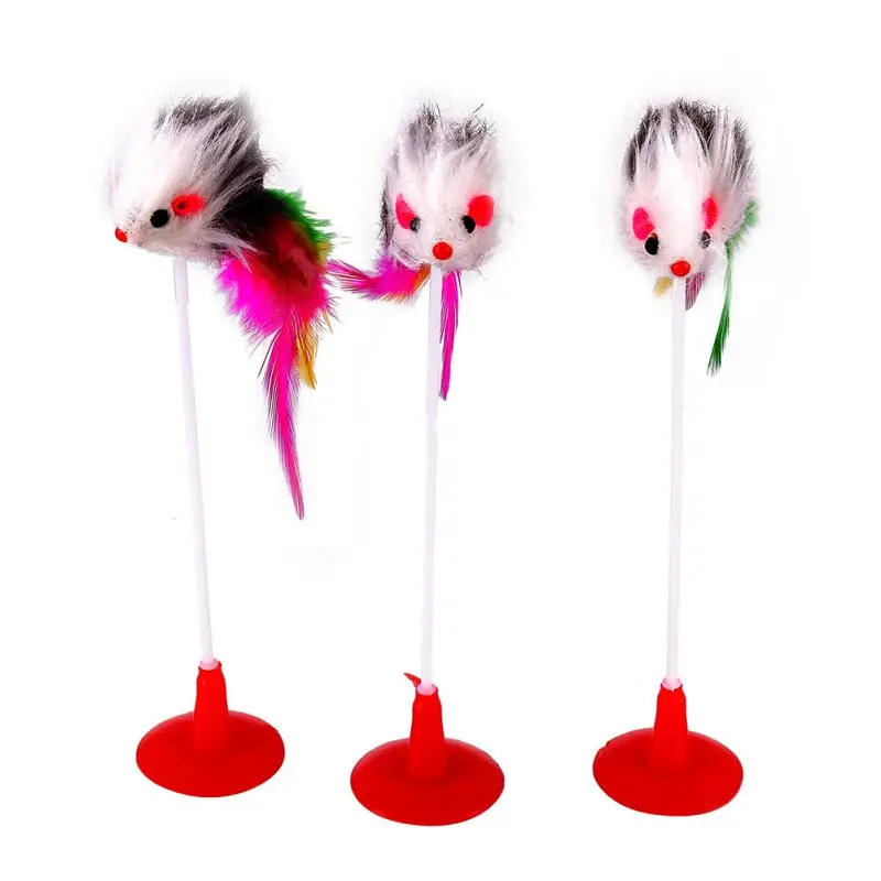 3Pcs font b Pet b font Cat Toys Elastic Feather False Mouse Toys Cat Kitten Interactive
