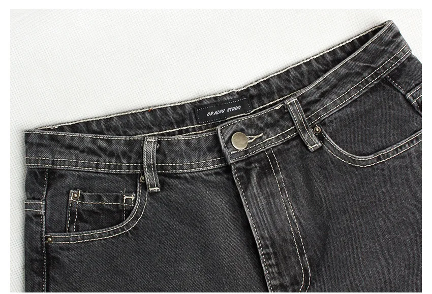 LOGAMI High Waist Straight Jeans Woman Casual Boyfriend Jeans For Women Denim Pants Dark Grey LOGAMI High Waist Straight Jeans Woman Casual Boyfriend Jeans For Women Denim Pants Dark Grey