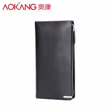 Aokang 2016 Nouveau Classique D’affaires de Noir Bleu Hommes En Cuir véritable de vache Bourse de Portefeuille Billetera Carteira Masculina Couro De Marca
