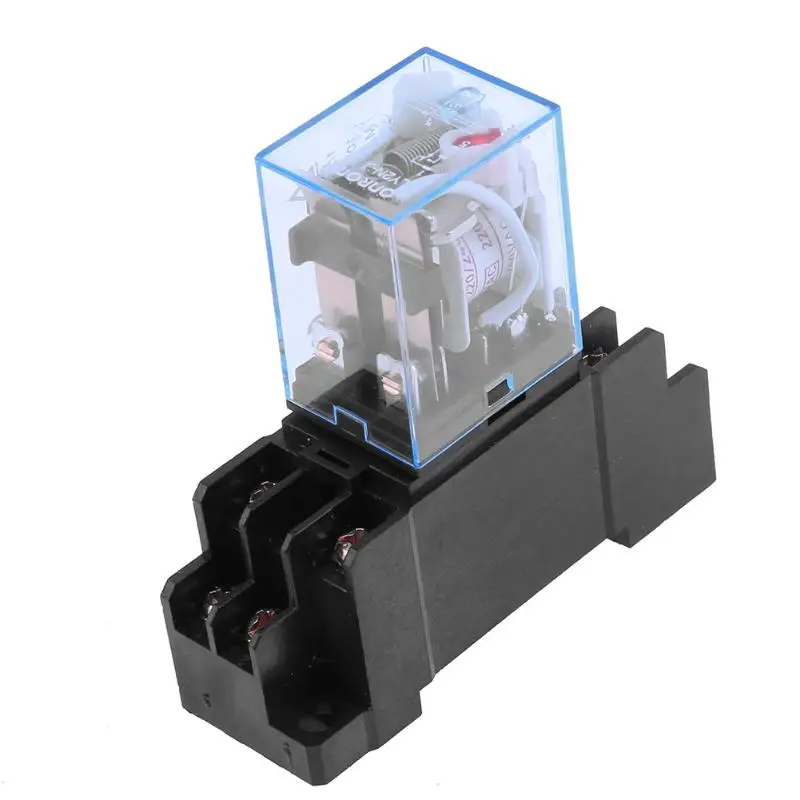 

220V 10A LY2NJ Mini 8 Pin Coil Power Electric Relay With Socket Base Black