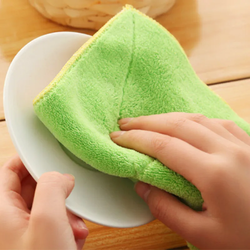 

Kitchen Double Color Absorbent Towel Microfiber Cleaning Cloth Dish Towels For Kitchen Cleaning Cloth Dishes Wash Cleaning Rags