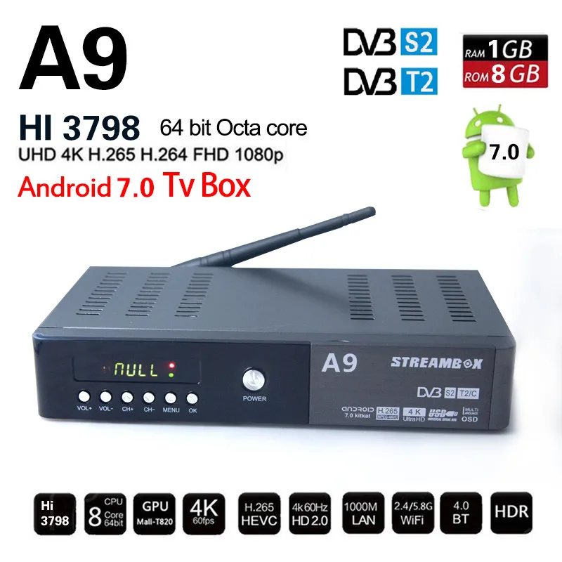 A9 1 г/8 г Android7.0 tv box Поддержка PVR приложения Сингапур starhub Кабельное ТВ приставки hd
