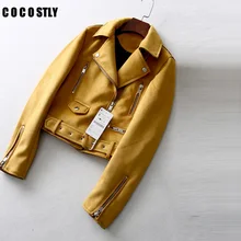 Осенняя замшевая куртка женская модная короткая тонкая женская замшевая куртка-бомбер с длинным рукавом Повседневная куртка с поясом