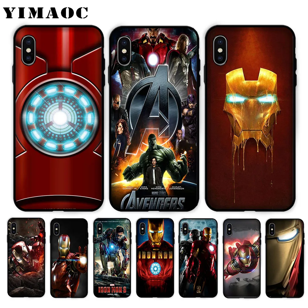 

YIMAOC super hero Iron Man Soft Case for iPhone XS Max XR X 7 8 6 6S Plus 5 5S SE