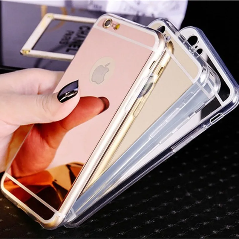 Роскошный зеркальный чехол с рамкой из термополиуретана для iphone 5S 5 SE 6 S 7 4 дюймов