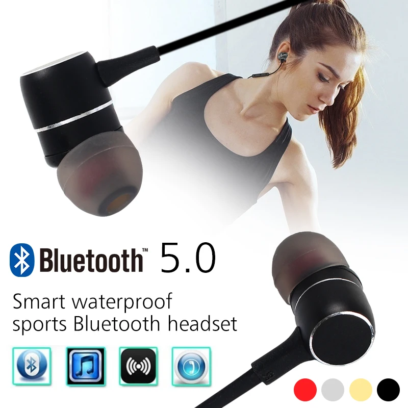 Невидимые Bluetooth 5 0 наушники спортивные металлические беспроводные стерео