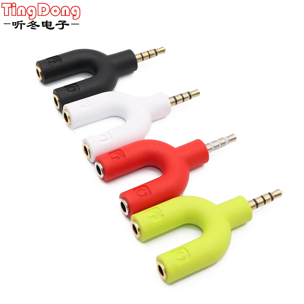

3.5mm Splitter Stereo Plug U-shape Stereo Audio Mic & Headphone Earphone Splitter Adapters for Smartphone MP3 MP4 Player
