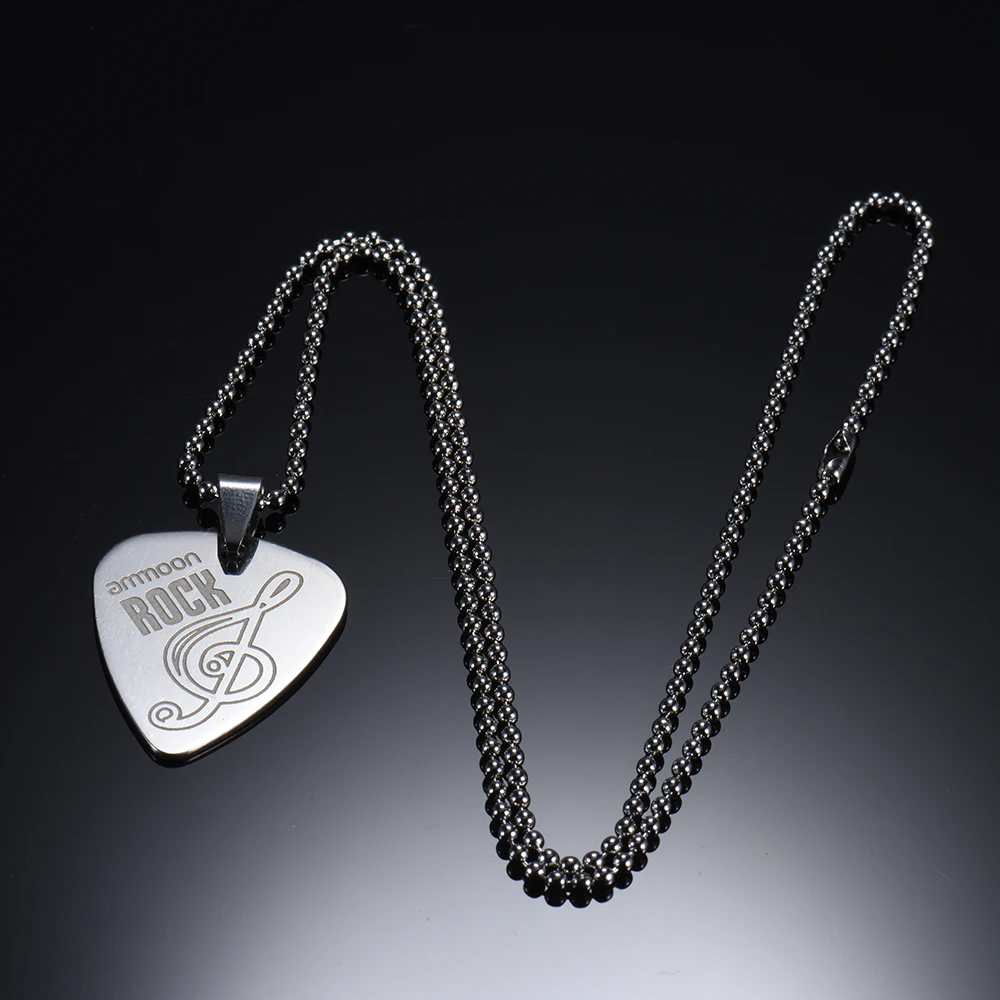

Guitar Pick Necklace with 50cm/20in Ball Chain Silver Color Stainless Steel High Quality Guitar Parts and Accessories