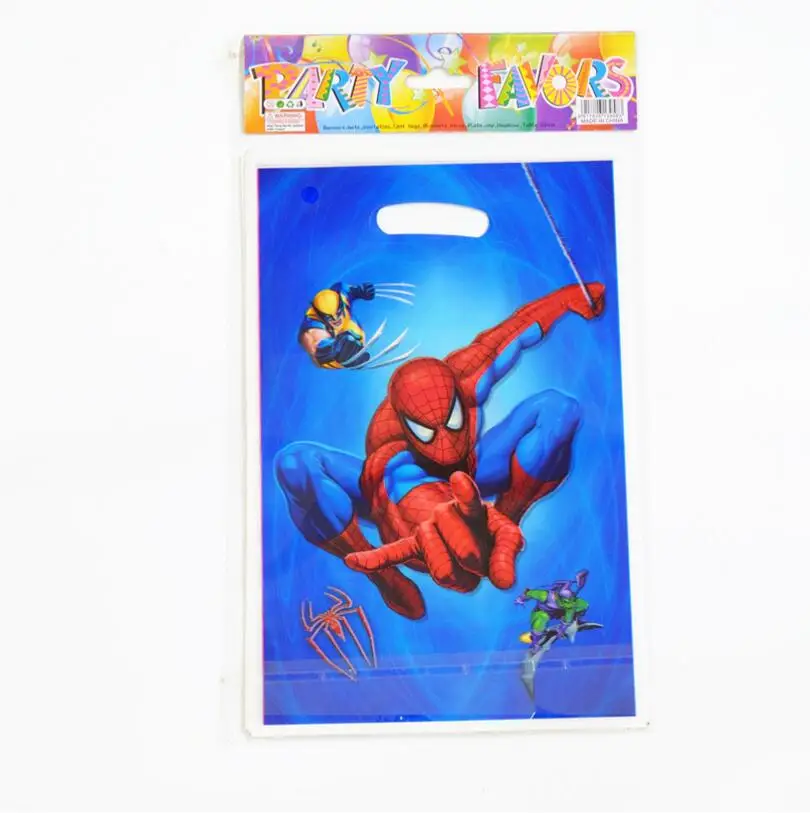 

20pcs/lot Spiderman Theme Party Gift Bag Party Decoration Plastic Candy Bag Loot Bag For Kids Festival Party Supplies