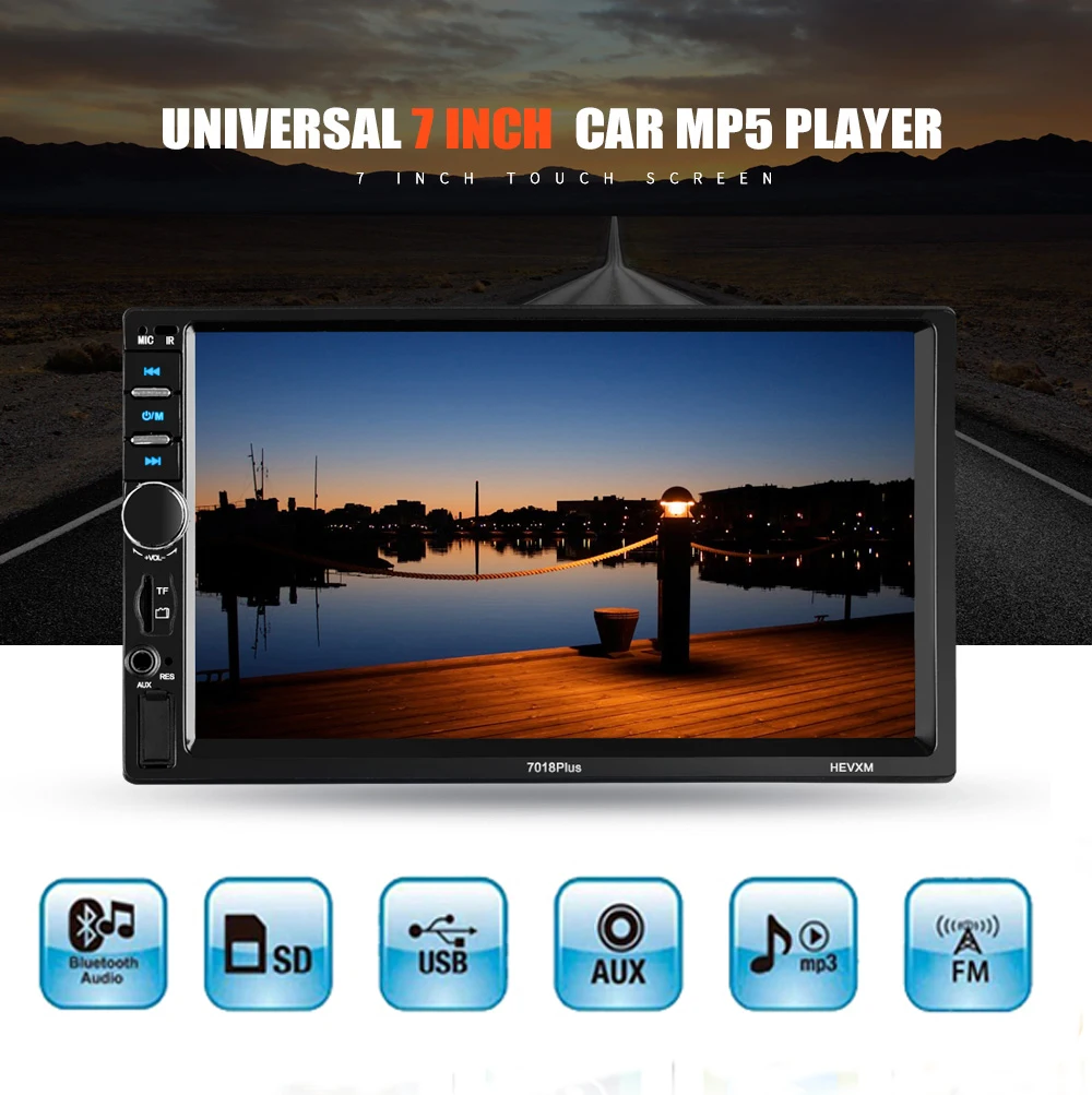 

HEVXM 7018 Plus 2 Din Car Video Player 7'' Touch Screen Multimedia player MP5 Player USB FM Bluetooth Support Rear View Camera