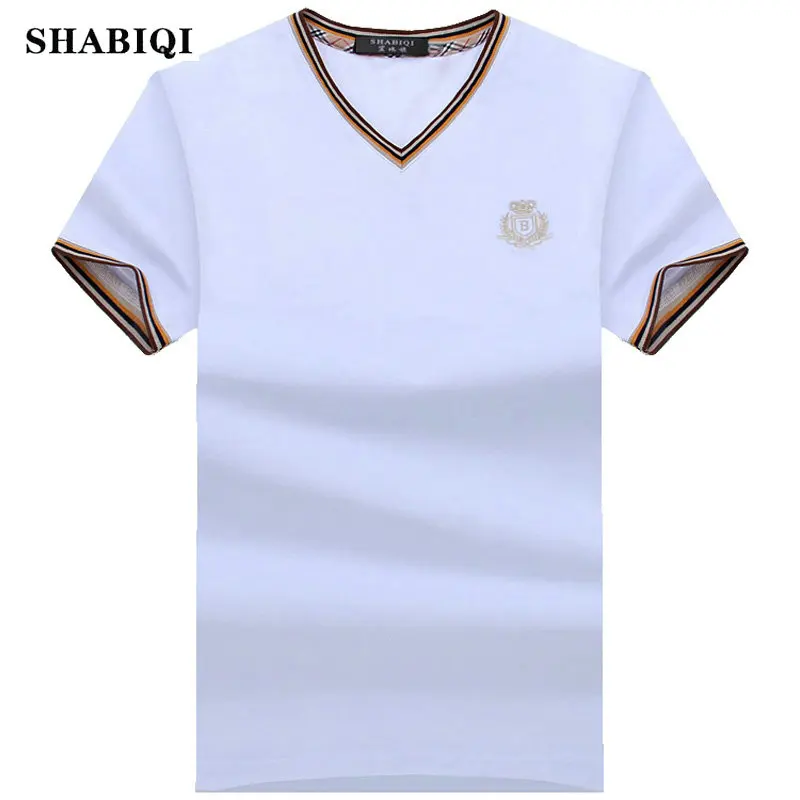 SHABIQI 2018 summer Fashion men t-shirt 93.5% cottot V neck Shirt Short Sleeve Men's T Shirts Camiseta men clothing Size S-10XL SHABIQI 2018 summer Fashion men t-shirt 93.5% cottot V neck Shirt Short Sleeve Men's T Shirts Camiseta men clothing Size S-10XL