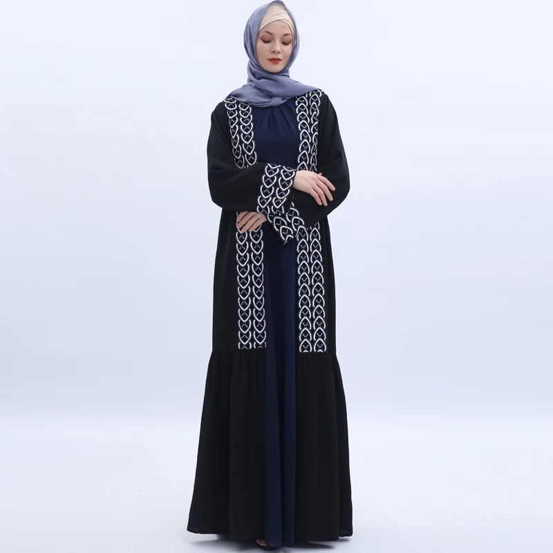 Appliques Muslim Hijab Dress Abaya Turkey Kimono Kaftan Dubai Caftan Abayas For Women Qatar Islamic Clothing Robe Femme Musulman