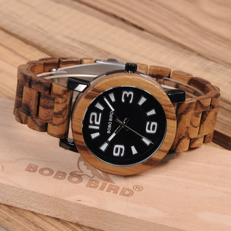 BOBO BIRD V-O21 Luxury Men Wristwatch Wood Unique Japan Movt Quartz Watch with All Stainless Steel Case relogio masculino