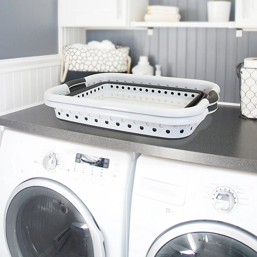 

bathroom organizer kitchen sponge holder Large Collapsible Laundry Basket Folding Cloth Washing Bin Space Saving socket shelf