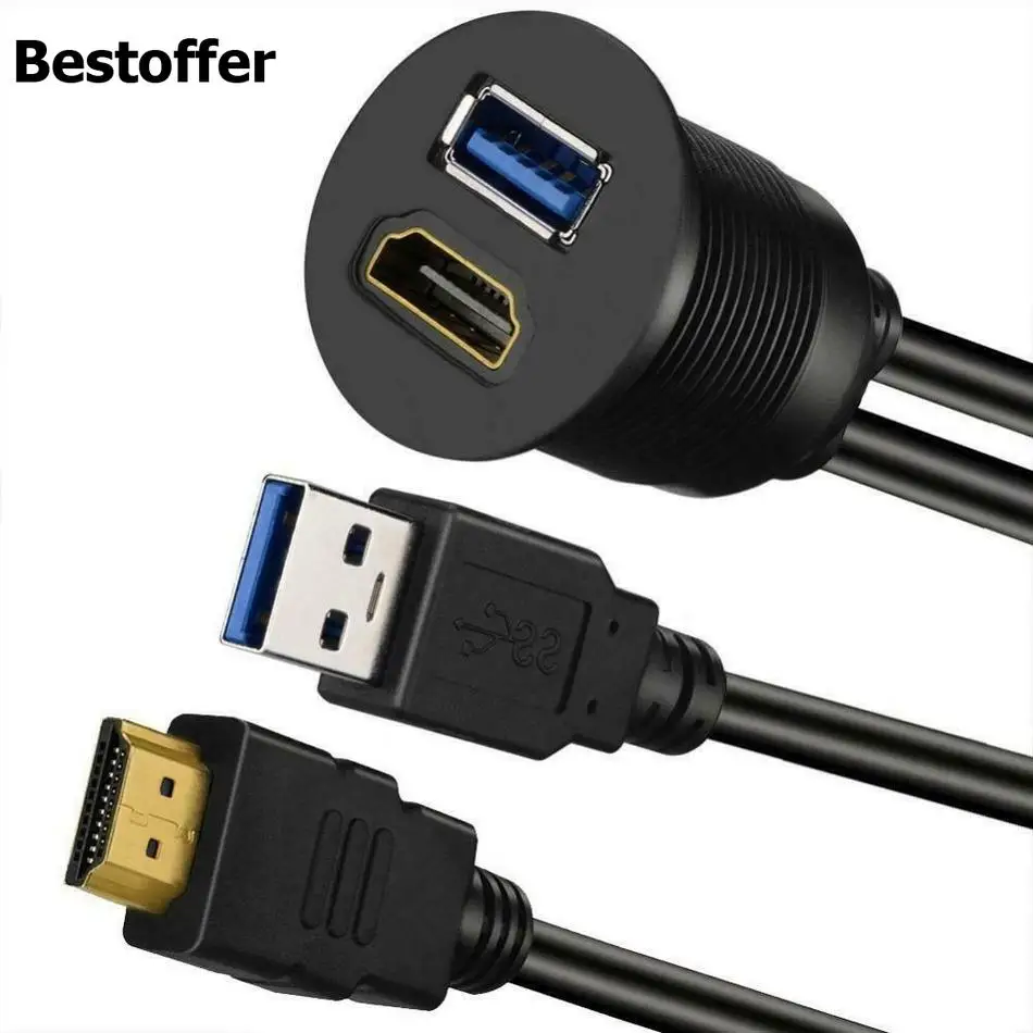 USB 3,0 HDMI к HDMI+ USB3.0 AUX приборная панель автомобильный скрытый удлинитель гнездо «Папа-мама» кабель монтажная панель комплект