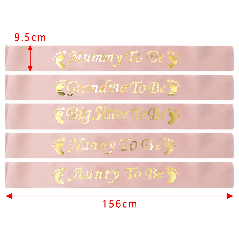 1 шт., Мумия, няня, тетя, большая сестренка и мама, чтобы быть атласным поясом лента для праздничного украшения, отпечаток ноги, розовое золото, голубой, розовый для вечеринки в честь будущего малыша, пояса