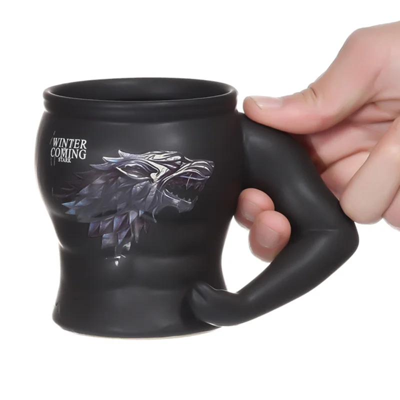 

2019 New Personality Game Of Thrones Wolf Muscle Male Coffee Ceramics Cup Drink Mug 3D Style Drinkware Best Gift for Friend