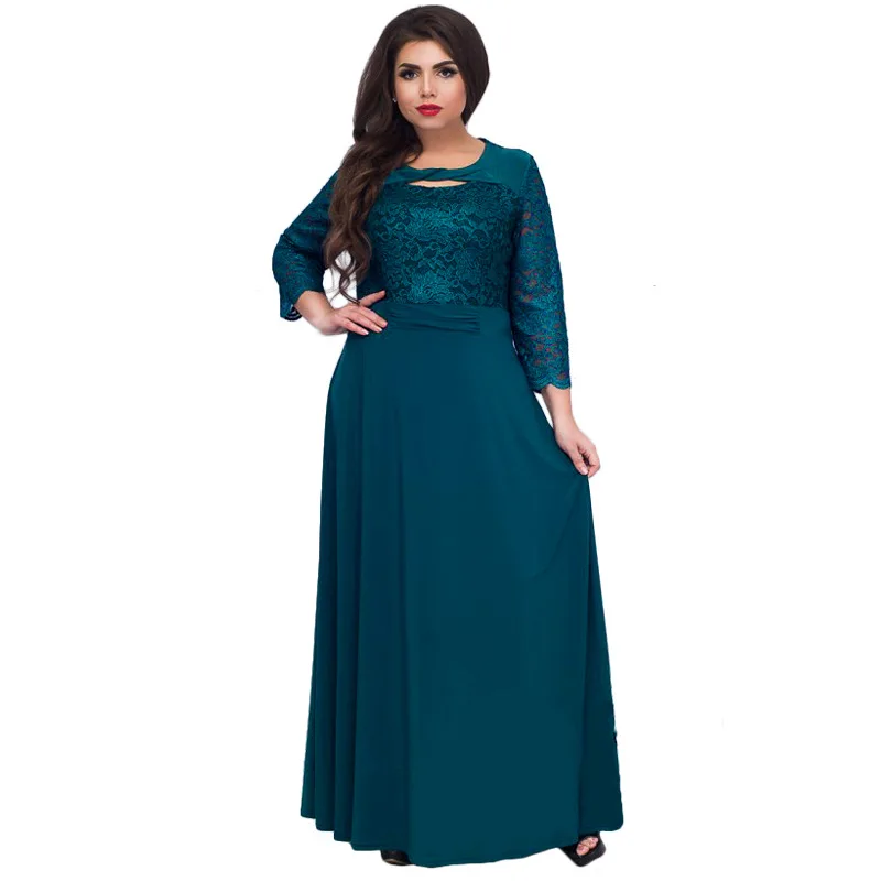 5XL 6XL Lace Maxi Women Dress Winter Plus Size Elegant Long Dresses Big ...