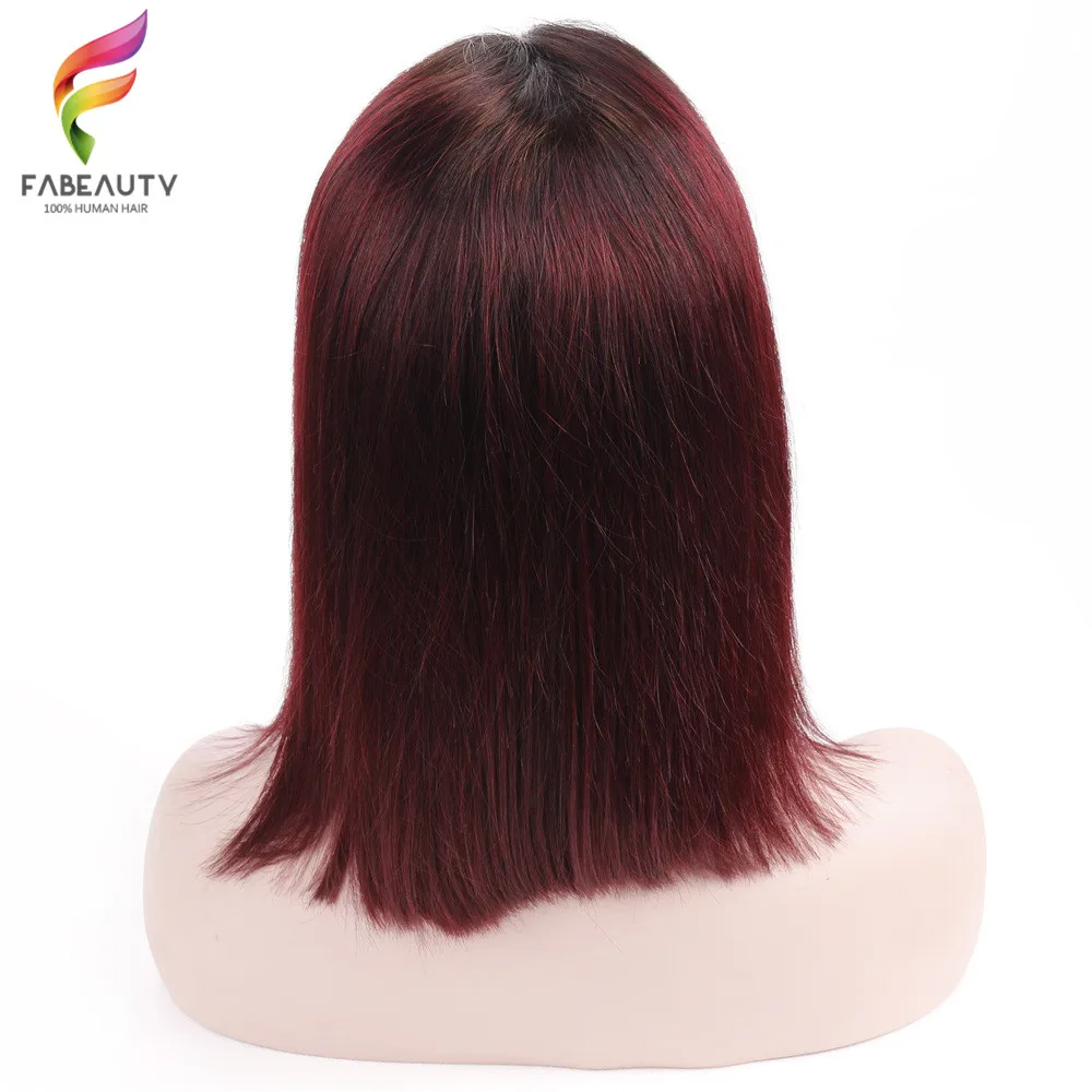Омбре короткий боб парик перуанские кружевные передние человеческие волосы парики предварительно выщипанные средняя часть прямые волосы Remy парики натуральный цвет