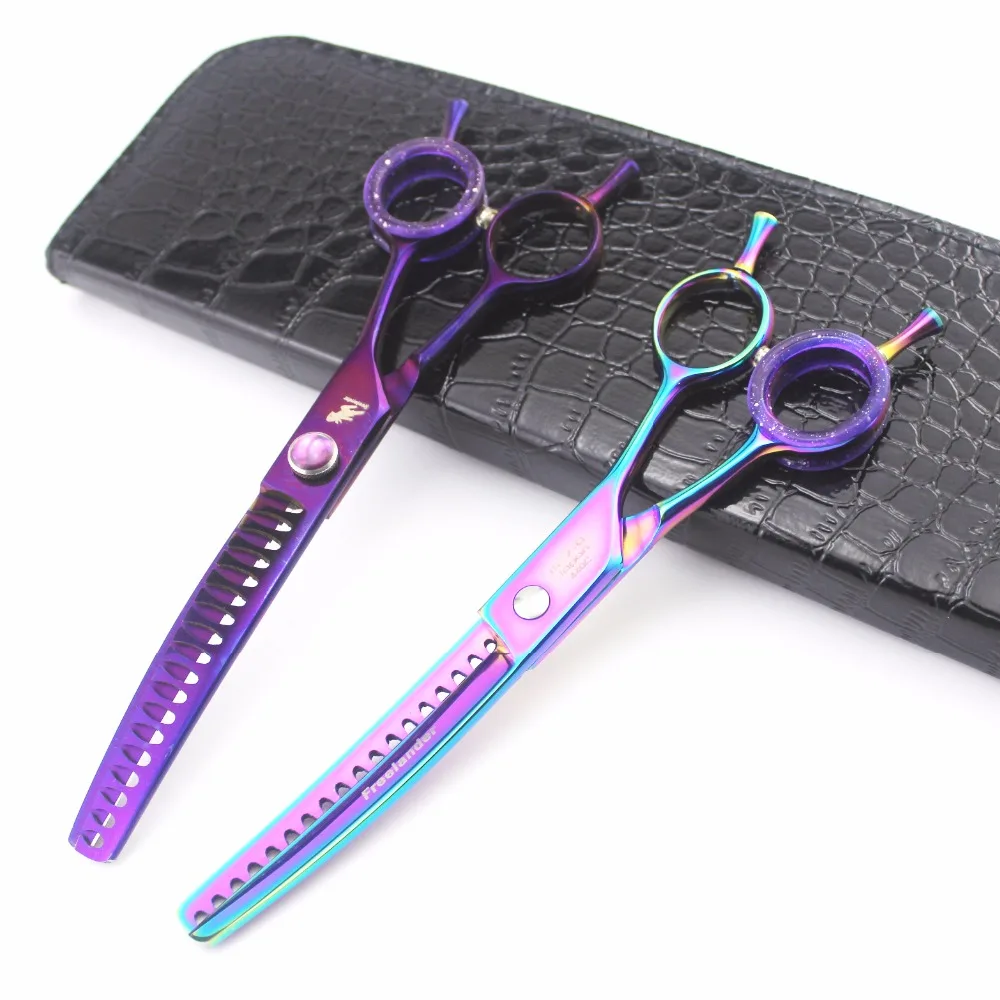 

7inch Dog Hair Clippers Purple 9cr Scissors Shark Downward CurvedThinning Pet Styling Tool Trimming Hair Shear