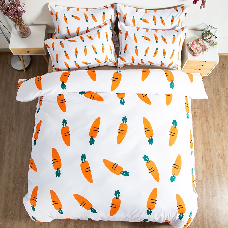 

Free shipping Holiday Gift Novelty Carrots Pattern Home Dorm Bedding Duvet Cover Set+2pcs Pillow Case Sham UK AU US Size