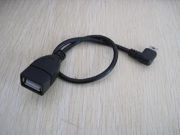 

5pcs/lot 90 Degree Left Angle Mini USB B Male to USB2.0 USB 2.0 A Female HOST OTG Data Cable Cord 25cm