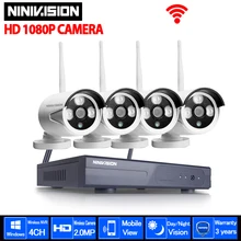 1080 P 4CH Беспроводной NVR CCTV Системы Wi-Fi 2.0MP ИК Открытый Пуля P2P IP Камера Водонепроницаемый безопасности комплект видеонаблюдения
