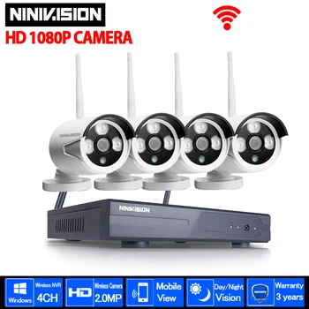 

1080P 4CH Wireless NVR CCTV System wifi 2.0MP IR Outdoor Bullet P2P IP Camera Waterproof Security Video Surveillance Kit