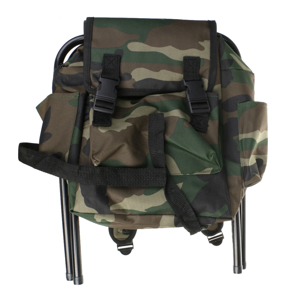 1PCS Hunting Fishing Tackle Oxford Backpack Bag Foldable Stool Seat Chair Camo for Hiking Travel Camping Equipment Accessories