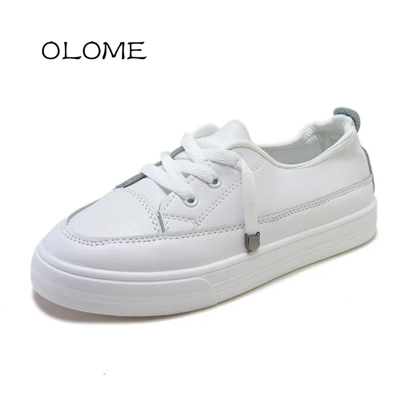 

Women Sneakers 2019 Fashion Breathble Vulcanized Shoes Pu leather Platform Lace up Casual White Tenis Feminino Zapatos De Mujer