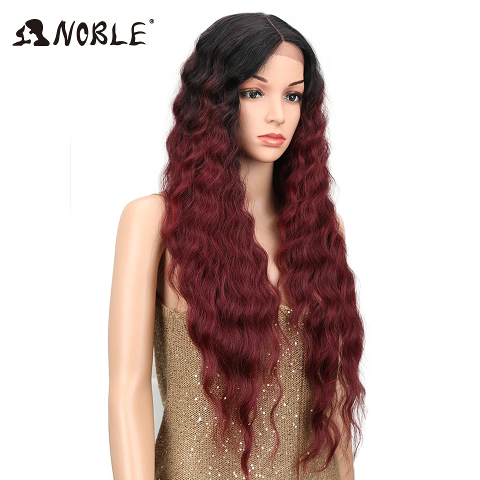 Благородный перука Омбре бордовый парик Средняя часть глубокая волна Glueless длинные волнистые синтетические парики для черных женщин натуральный волос 30 дюймов